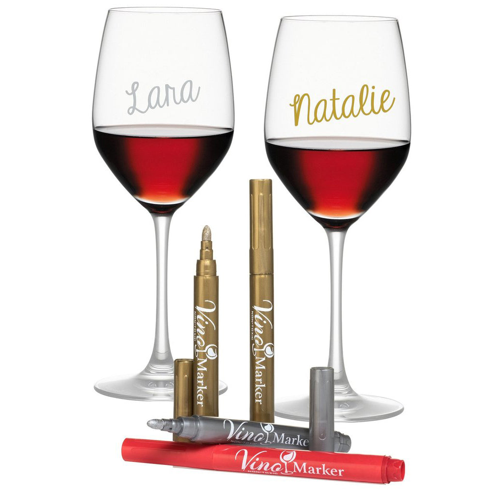 8 Pack Wine Glass Markers - Washable Metallic Wine Markers Glass Markers  Food Grade Ink in Fun Vibrant Colors Perfect for Wine Tastings, Dinner  Parties, or Any Event